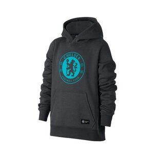 Nike Chelsea FC Youth Pullover Hoodie Anthracite Teal Size M